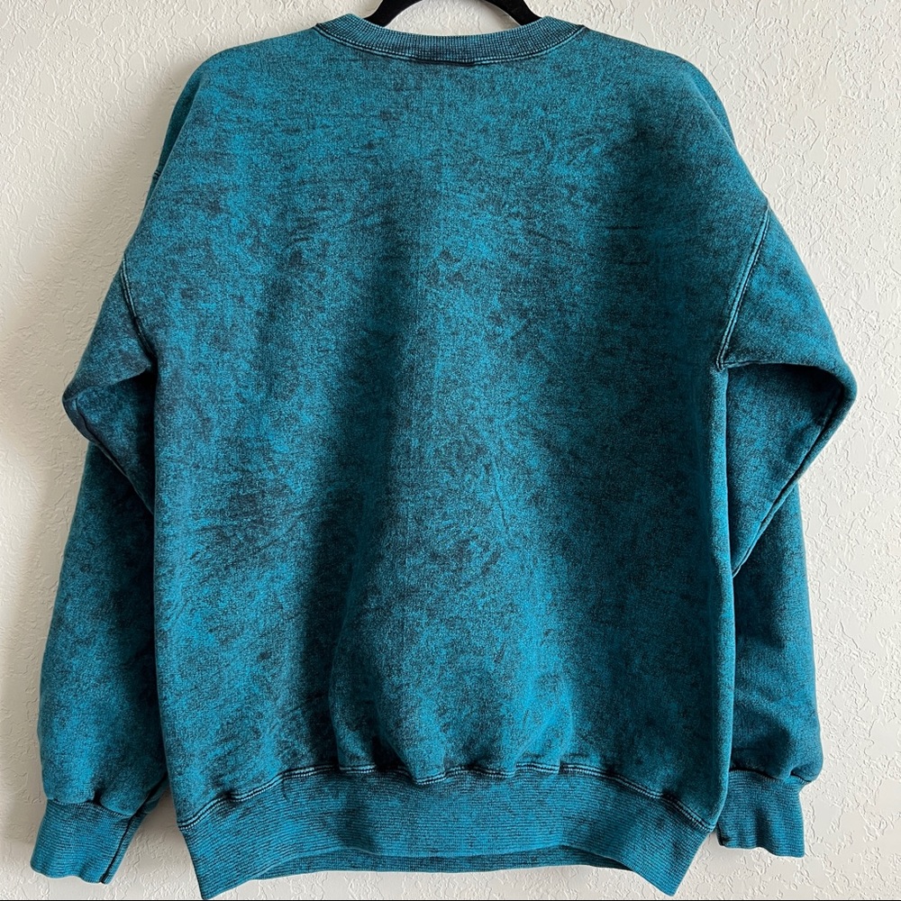 Vintage Hanes Sea Turtle Pullover Sweatshirt Feathers Tribal Turquoise/B… - Picture 7 of 8
